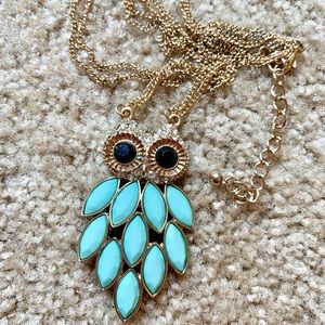 Teal owl necklace